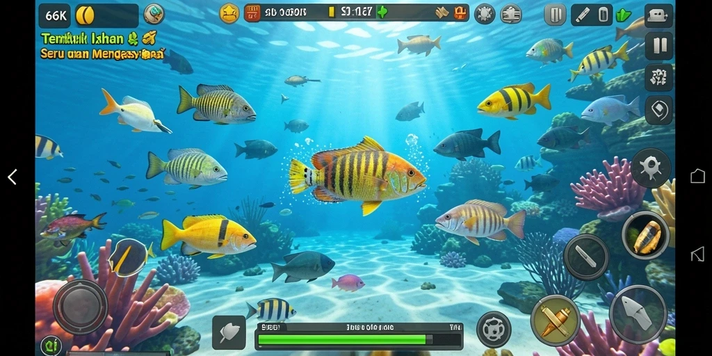 Screenshot tampilan permainan 66K menampilkan aksi seru Tembak Ikan.