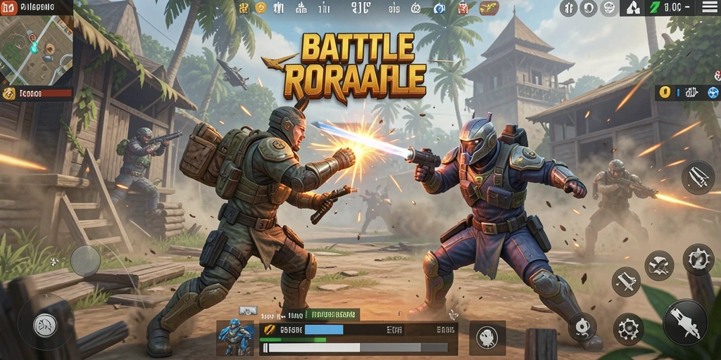 Tangkapan layar menampilkan aksi mendebarkan dalam pertempuran Battle Royale.