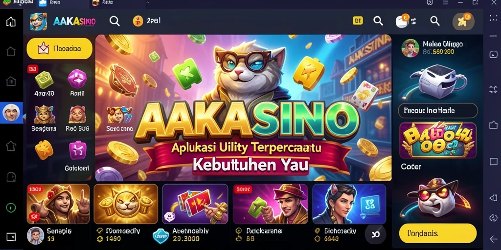 Screenshot utama AAKASINO menunjukkan antarmuka aplikasi yang sederhana dan fungsional.