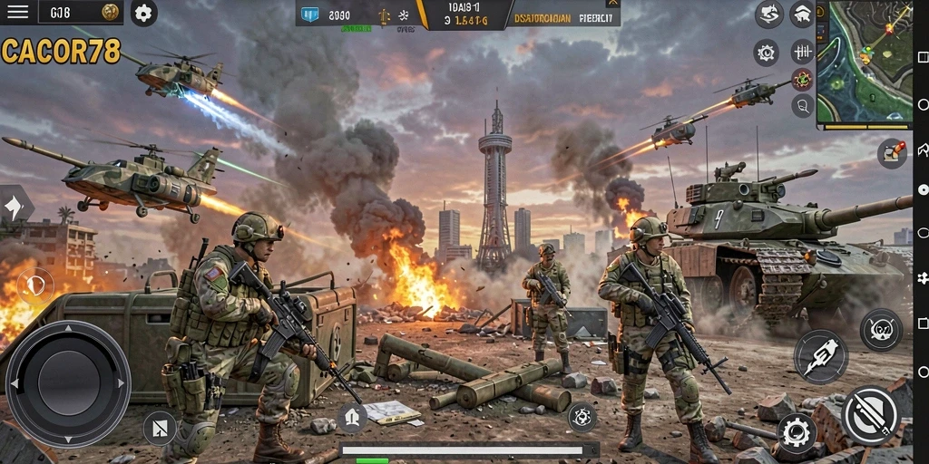Tampilan gameplay intens dalam CACOR78 yang memukau.