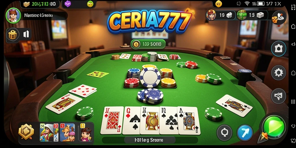 Screenshot CERIA777 menunjukkan gameplay Gaple yang seru dan interaktif.