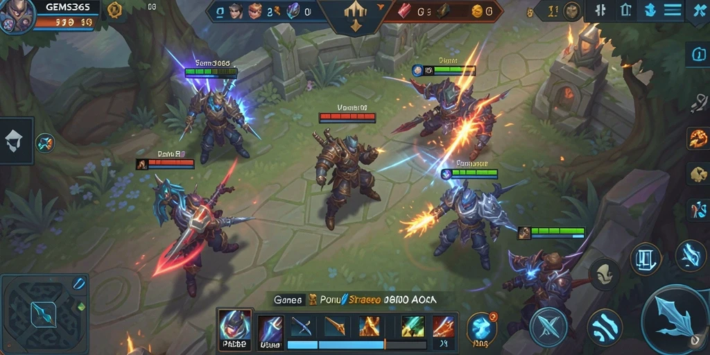 Tampilan seru dari gameplay MOBA di GEMS365.