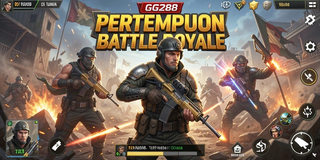 Tangkapan layar gameplay GG288 yang menampilkan pertempuran epik Battle Royale.
