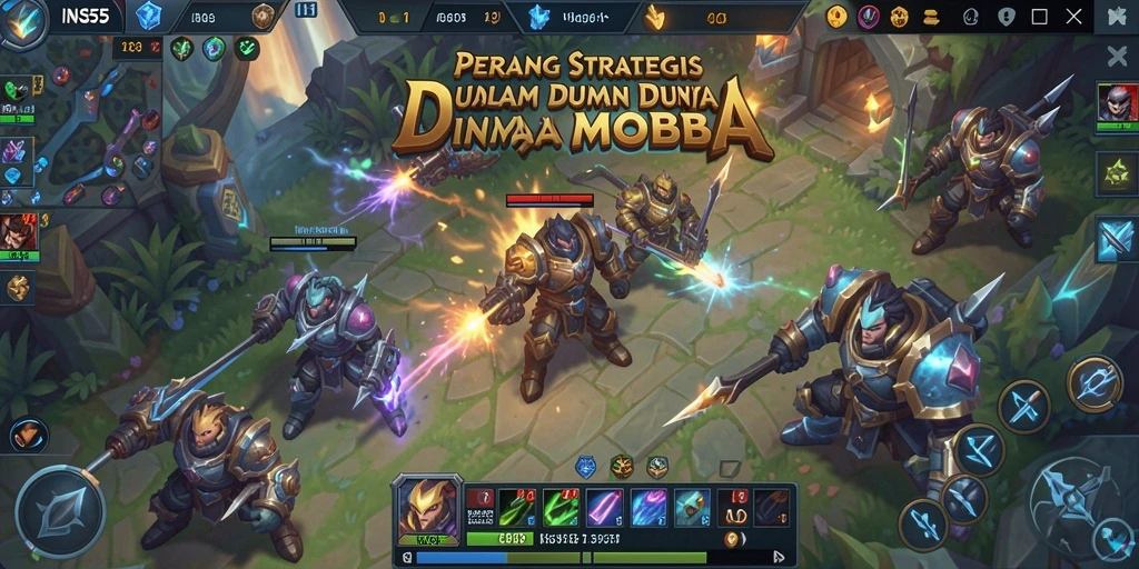 Tampilan epik gameplay INS55 dengan aksi pertarungan MOBA.