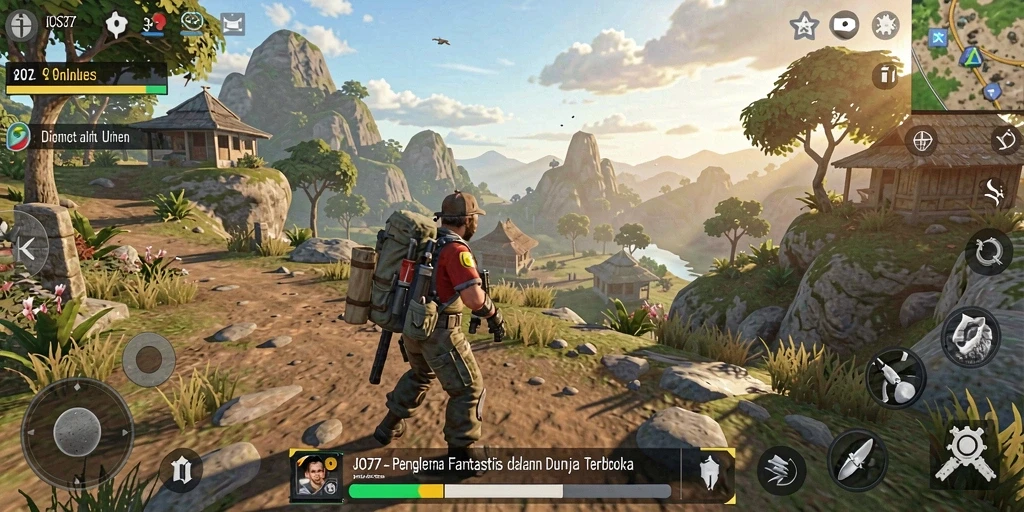 Screenshot gameplay JOS77 menampilkan eksplorasi dunia terbuka yang menakjubkan.
