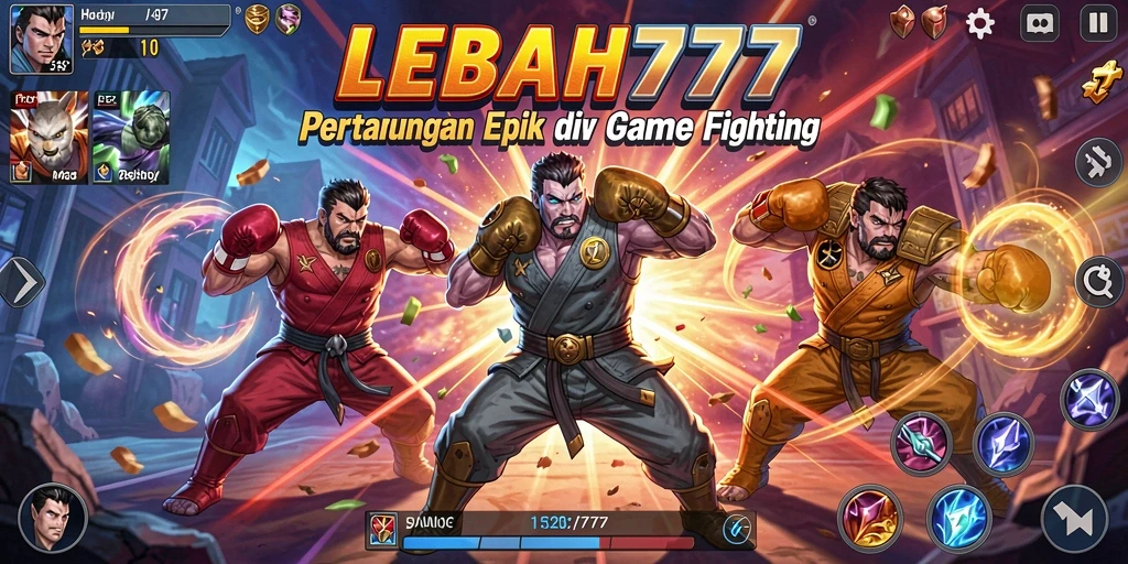Tampilan gameplay seru dengan pertarungan karakter unik di LEBAH777.
