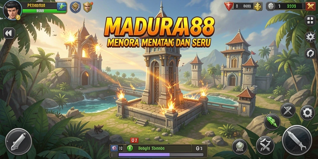 Tampilan gameplay menonjolkan strategi menara yang menarik di MADURA88.