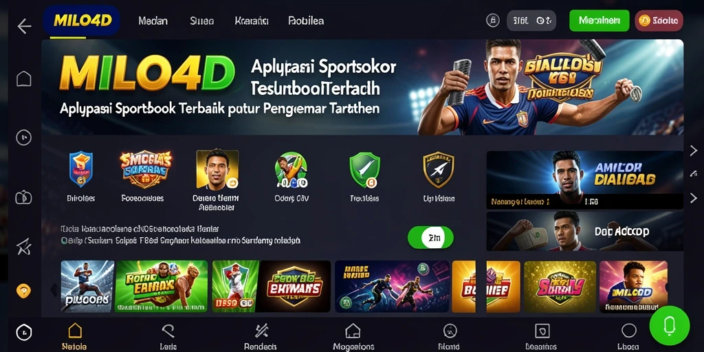 Tangkapan layar utama MILO4D menampilkan antarmuka Sportsbook yang menarik.