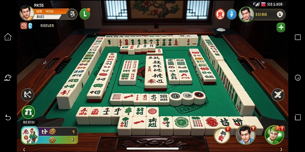 Screenshot utama RK55 menampilkan antarmuka permainan Mahjong yang menarik.