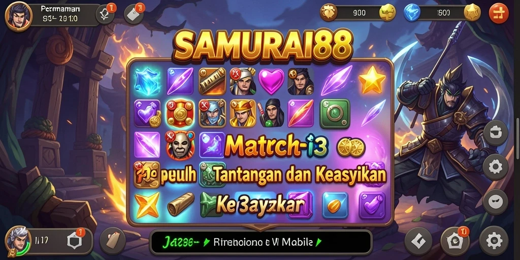 Tampilan menarik gameplay <strong>SAMURAI88</strong> dengan simbol-simbol Match-3.