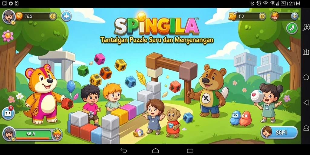 Tampilan mengasyikkan dari gameplay SPINGILA yang penuh tantangan Puzzle.