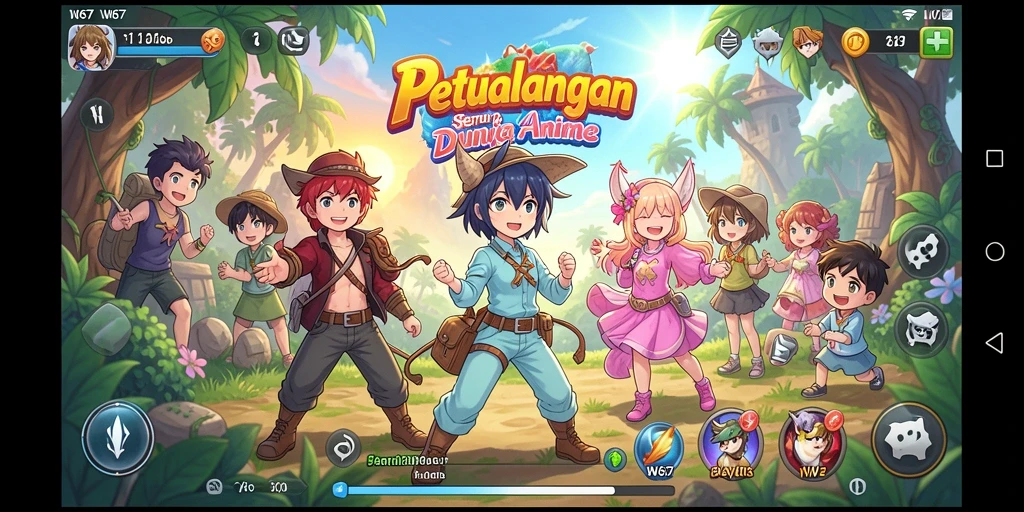 Tampilan gameplay yang menakjubkan dari W67 di dunia anime.