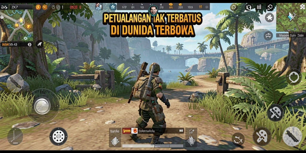 Tangkapan layar gameplay ZK7 yang menampilkan eksplorasi dunia terbuka.