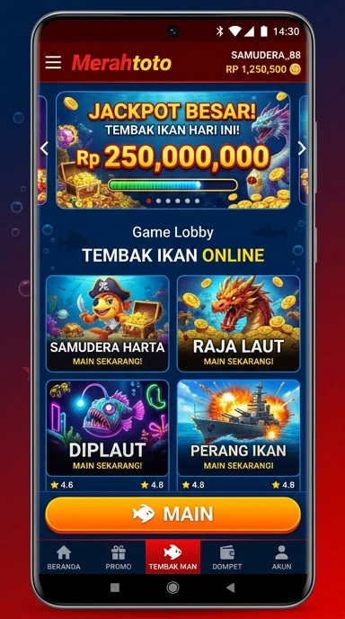 Menu kategori yang jelas di aplikasi merahtoto.